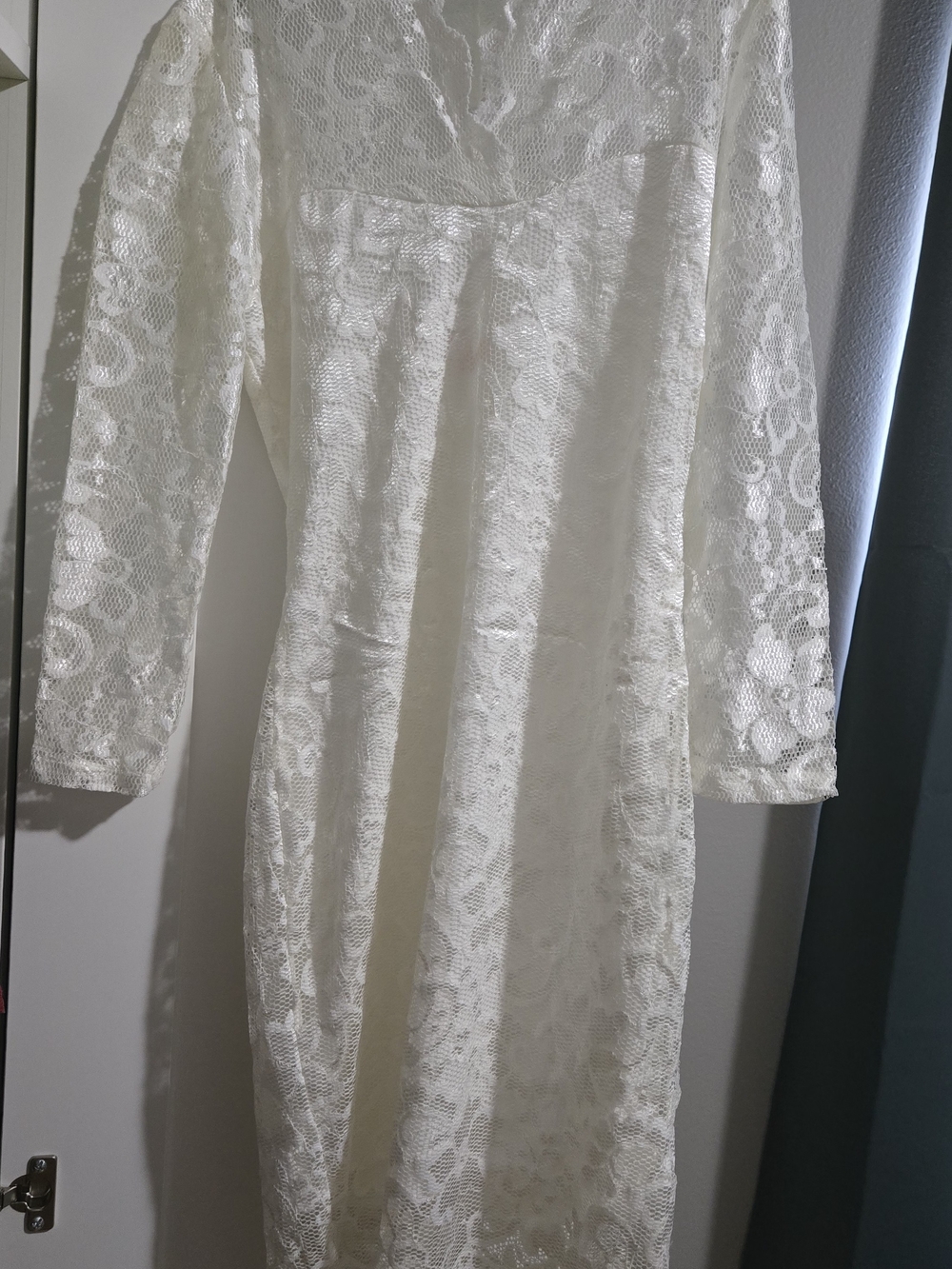 Vintage ASOS Ivory Lace Long Sleeve Midi Dress